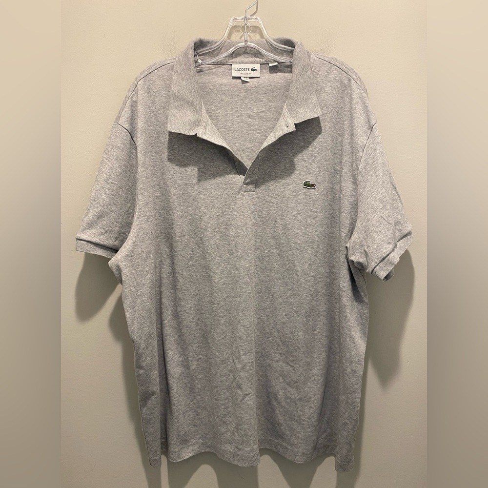 Lacoste Classic Regular Fit Polo Shirt Gray Men’s Size 3XL Croc Logo EUC